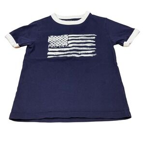 Polo Ralph Lauren Kids Navy Blue USA Flag Ringer‎ T-Shirt Size 5